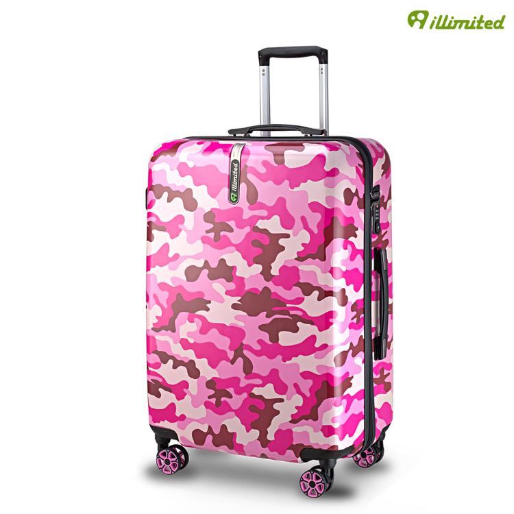 【illimited】一厘米18吋+26吋迷彩飛機輪TSA海關鎖ABS+PC拉鏈行李箱粉紅