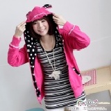 OB嚴選-團結力量大!《E1731-》超可愛~兔耳朵圓點蕾絲連帽棉外套 開幕慶~!滿三千打九折!再送主購禮~