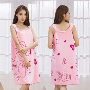 百便可穿式浴巾 粉紅