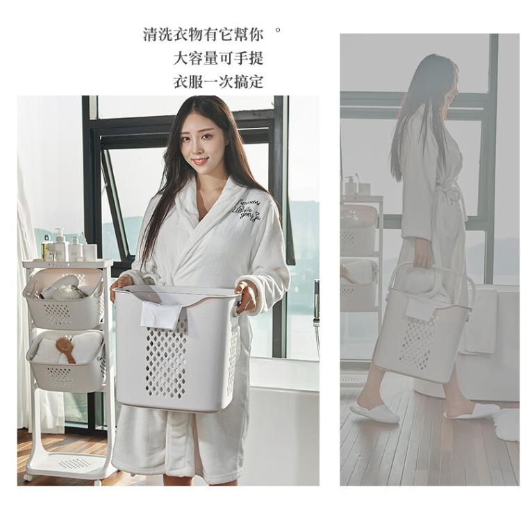 【DaoDi】日式雙層髒衣籃滑輪推車衣籃 /滑輪置物籃/洗衣籃推車/分類洗衣籃