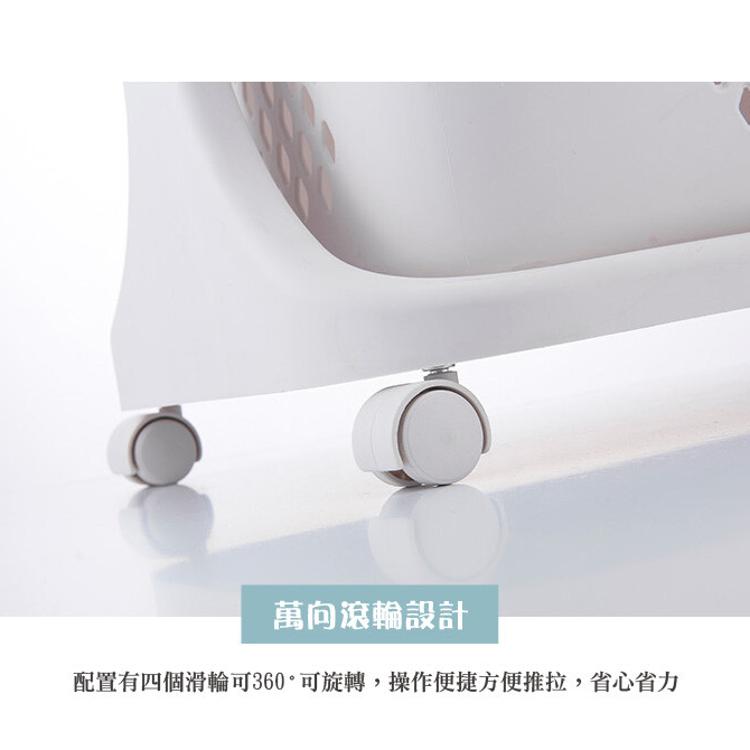 【DaoDi】日式雙層髒衣籃滑輪推車衣籃 /滑輪置物籃/洗衣籃推車/分類洗衣籃