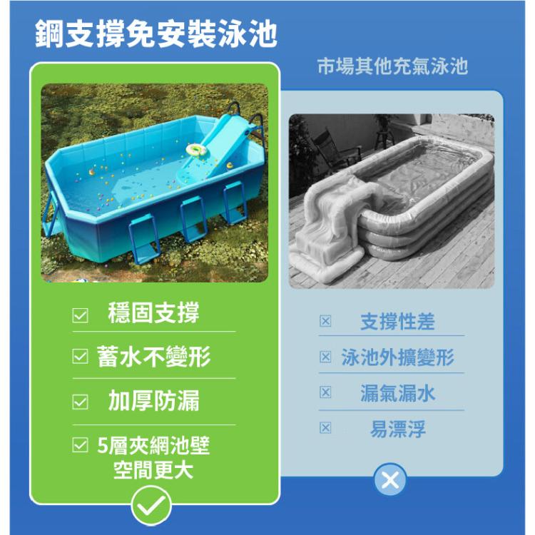 【DaoDi】 免充氣折疊泳池鋼架款游泳池2.1米(附豪華戲水組)