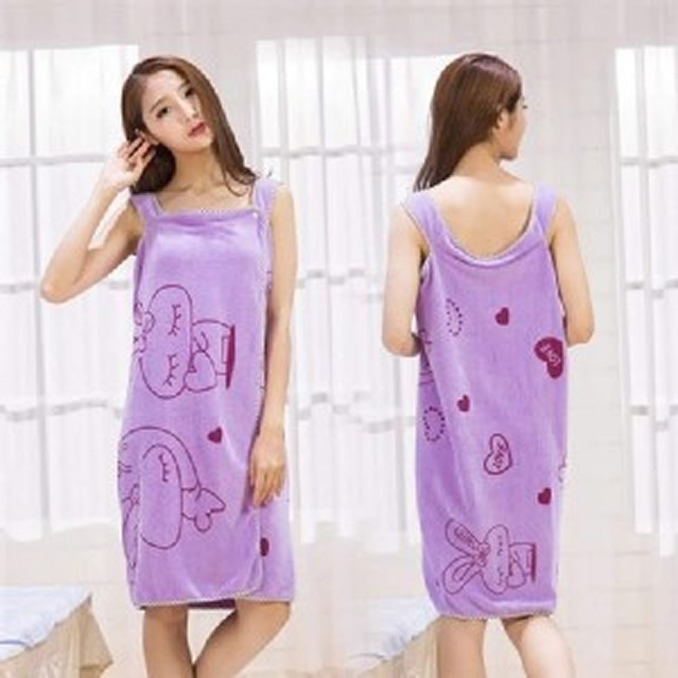 百便可穿式浴巾 淺紫