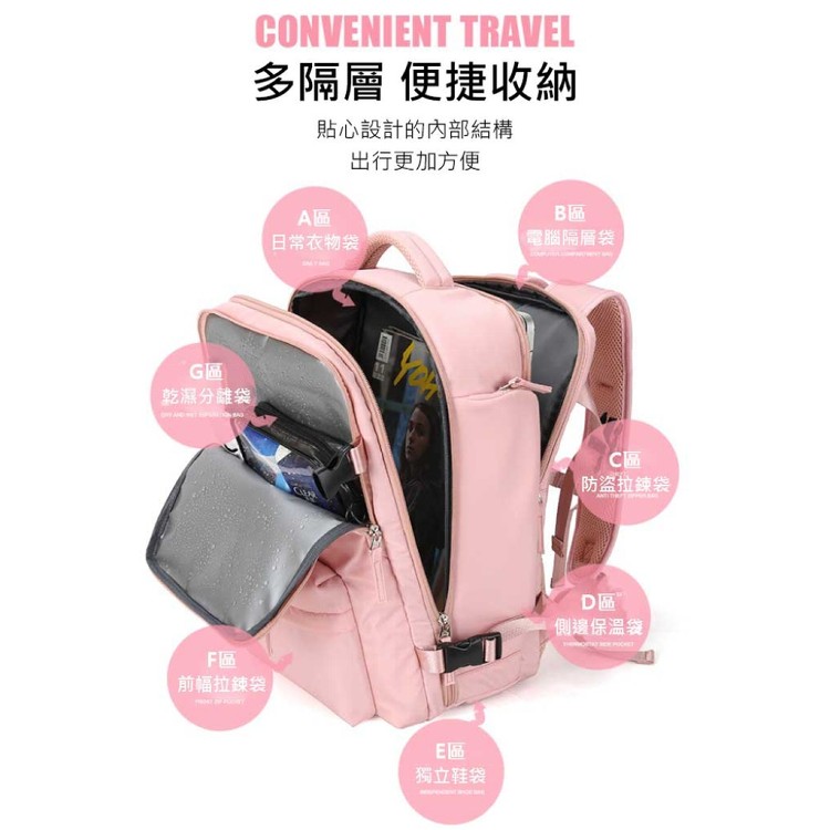 【輝鴻】乾濕分離多收納輕旅行後背包[PZF2400]