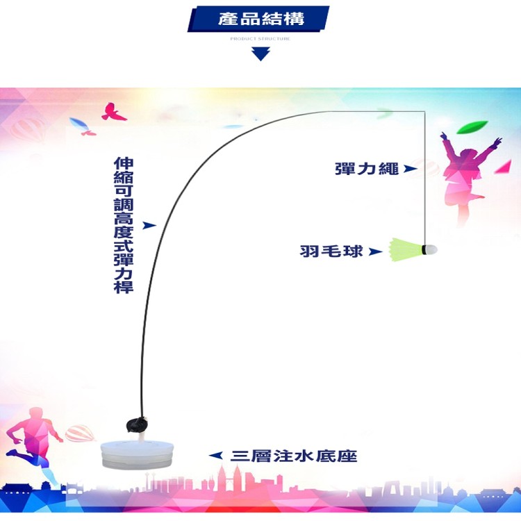 【輝鴻】免撿球單雙人羽球練習器[PZF2027]