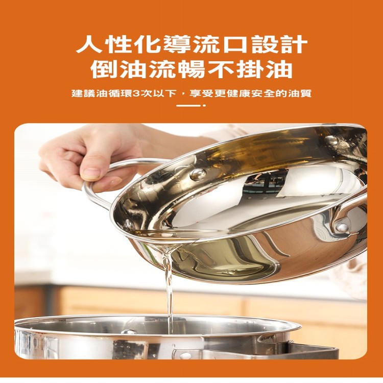 【輝鴻】日式304不鏽鋼雙耳省油炸鍋(大款)[PZF2247]