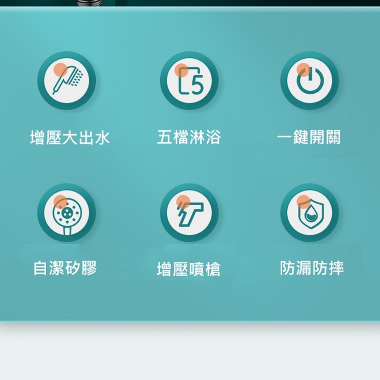 【輝鴻】五檔SPA一鍵增壓止水蓮蓬頭[PZF2616]