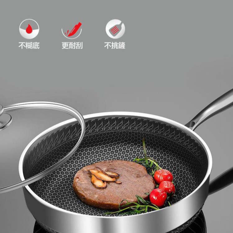 【輝鴻】全蜂巢316不鏽鋼加高防燙煎炒鍋[PZF2457]