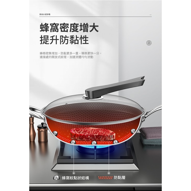 【輝鴻】全屏蜂巢不鏽鋼健康不沾炒鍋[PZF3276]