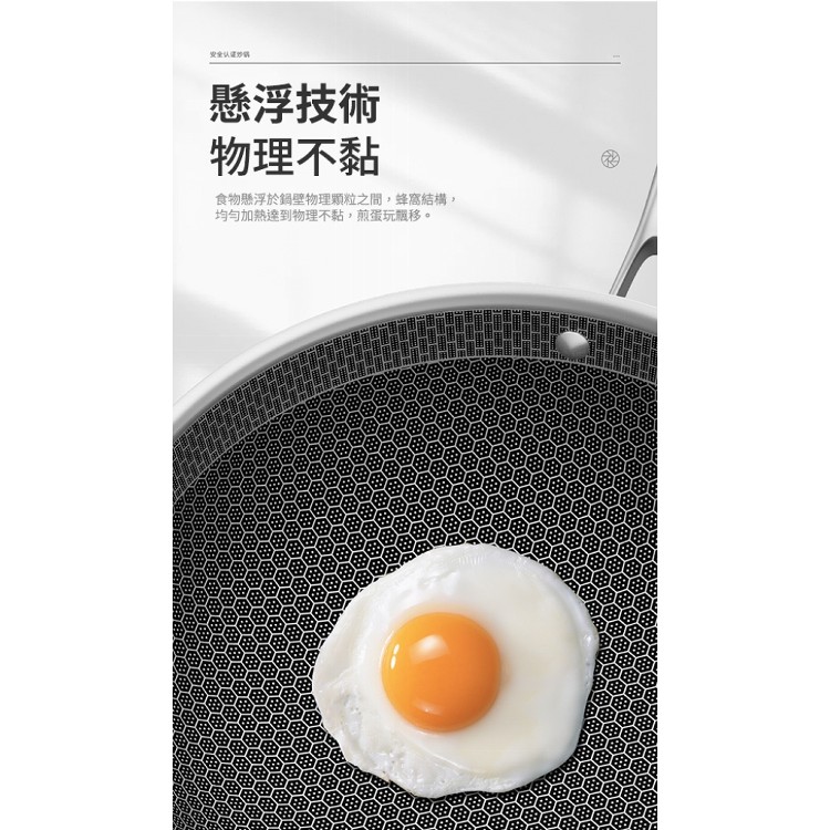 【輝鴻】全屏蜂巢不鏽鋼健康不沾炒鍋[PZF3276]
