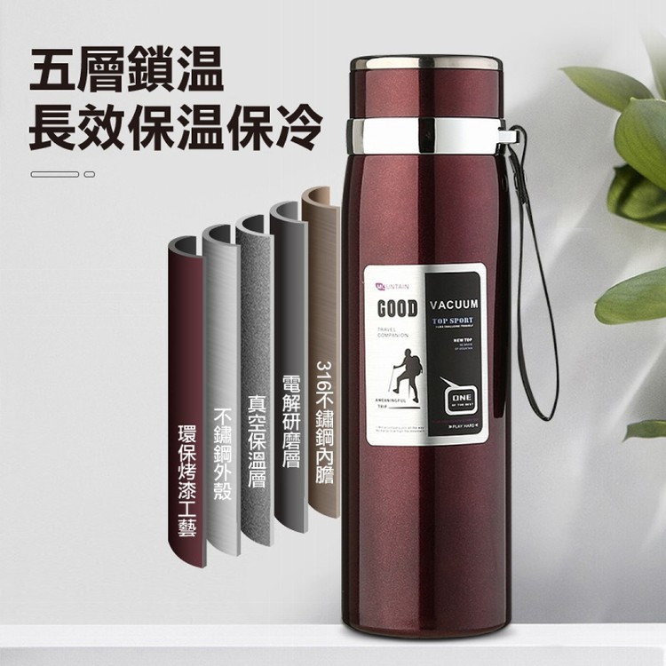 【輝鴻】316不鏽鋼真空長效保溫瓶(經典款1000ml)[PZF4100]