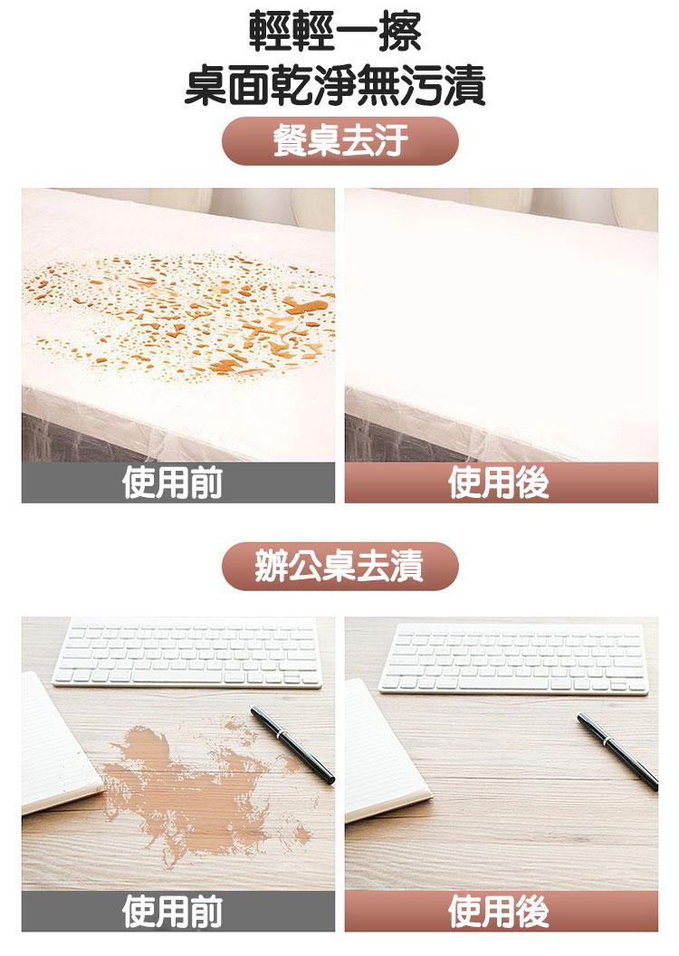 輕輕一擦，桌面乾淨無污漬，餐桌去汙，使用前，使用前，辦公桌去漬，使用後，使用後。