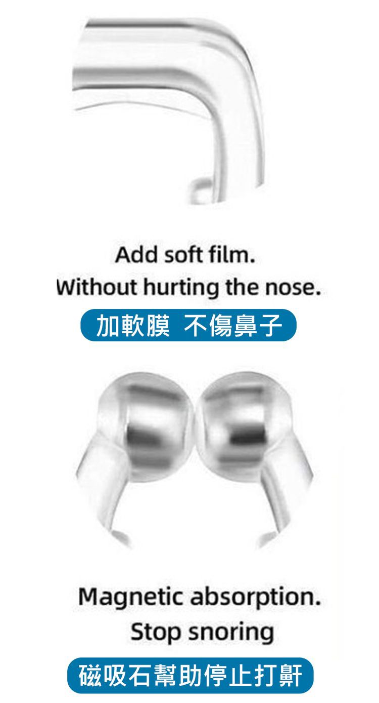 加軟膜 不傷鼻子，磁吸石幫助停止打鼾。