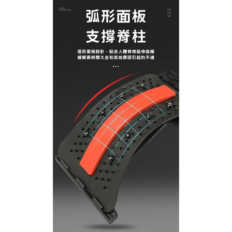 弧形面板，支撐脊柱，弧形面板設計,貼合人體脊椎延伸曲線，緩解長時間久坐和其他原因引起的不適。
