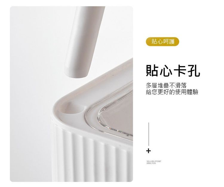 貼心呵護，貼心卡孔，多層堆疊不滑落，給您更好的使用體驗。