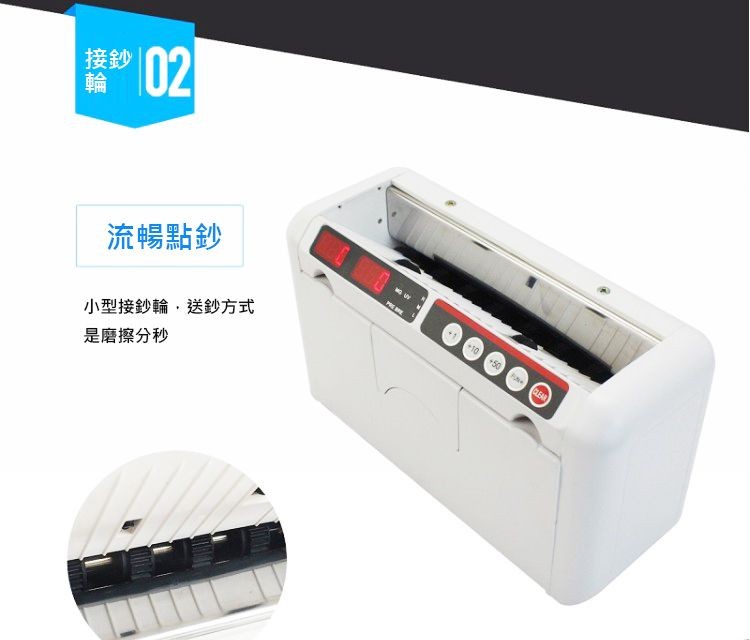 接 02,流暢點鈔,小型接鈔輪,送鈔方式,是磨擦分秒,【Han GEAR。