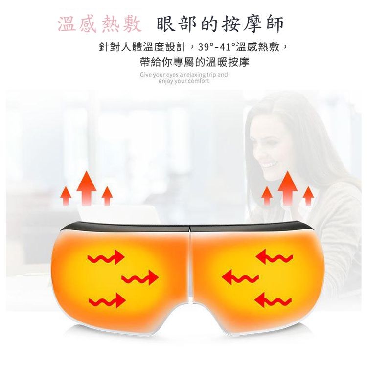 溫感熱敷 眼部的按摩師，針對人體溫度設計,39°-41°溫感熱敷,帶給你專屬的溫暖按摩。