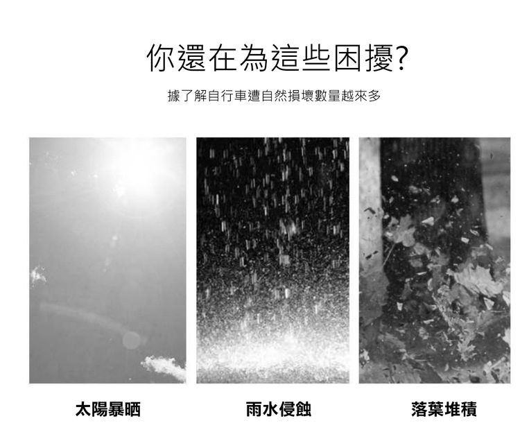 太陽暴晒,你還在為這些困擾?據了解自行車遭自然損壞數量越來多,雨水侵蝕,落葉堆積。