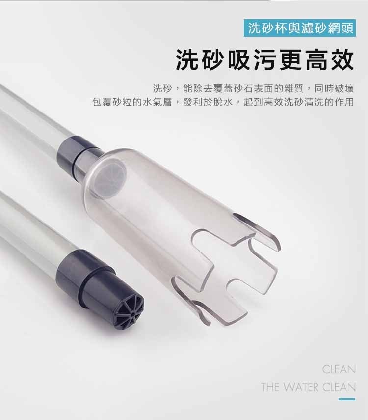 洗砂杯與濾砂網頭，洗砂吸污更高效，洗砂,能除去覆蓋砂石表面的雜質,同時破壞，包覆砂粒的水氣層,發利於脫水,起到高效洗砂清洗的作用。