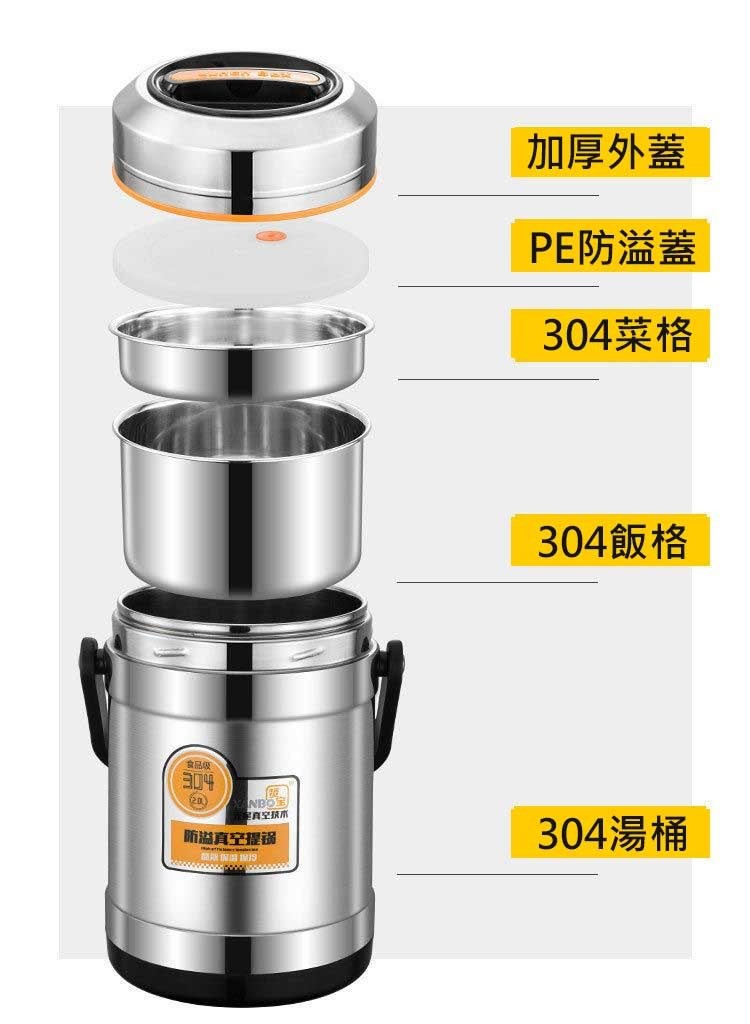 食品级，全真空技术，防溢真空提锅，IN RI線，加厚外蓋，PE防溢蓋，304菜格，304飯格，304湯桶。
