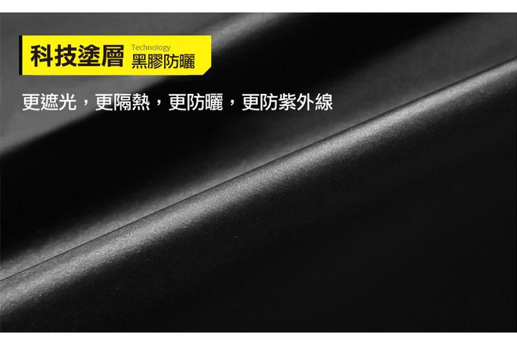 科技塗層，黑膠防曬，更遮光,更隔熱,更防曬,更防紫外線。
