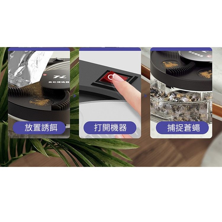 自动抽級 N，放置誘餌，打開機器，捕捉蒼蠅。