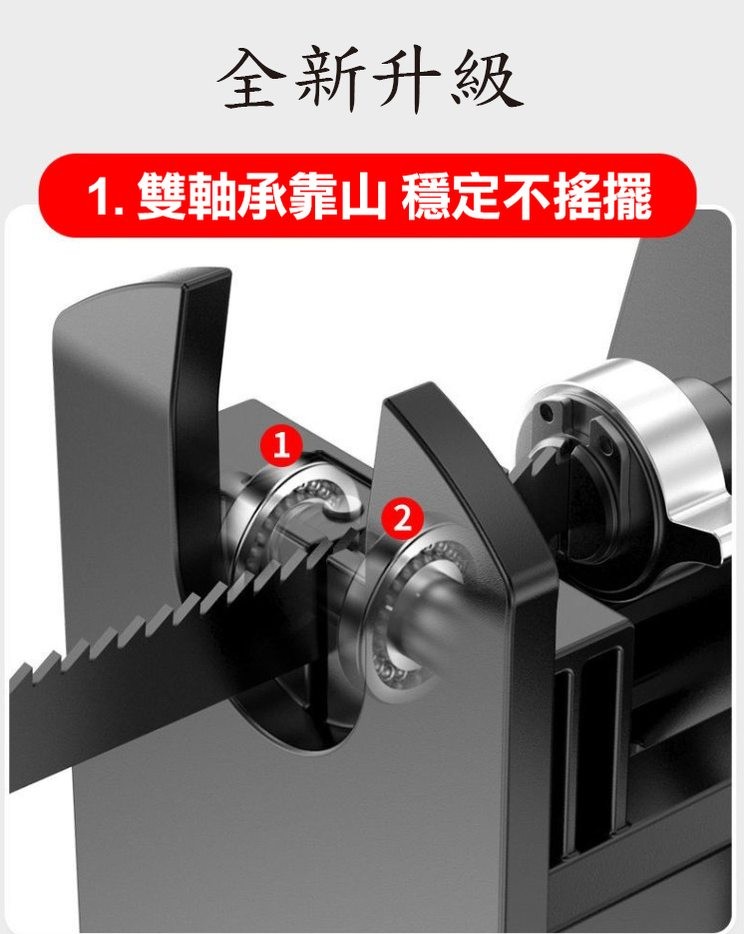 全新升級，1. 雙軸承靠山 穩定不搖擺。