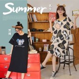 夏款棉質居家長版衣/睡裙( 黑熊 &乳牛)