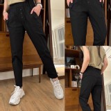 2023年春夏知名品牌彈力涼感褲 3121 黑 （M-3L)