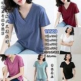 簡約休閒V領大T💖19503