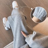 華夫格四季薄款運動褲-黑-灰