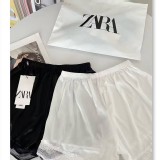 （原）ZARA冰絲蕾絲安全褲一組=黑色+白色