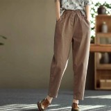 （韓組）復古春夏寬松休閒褲哈倫純色薄款褲子-