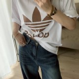 （原）230g雙紗純棉阿迪三色大標短袖-黑色-白色-奶茶色