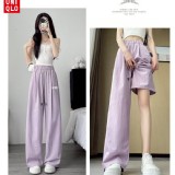 （原）優衣庫春夏彎刀褲-碳灰-灰杏-黑色-奶白-紫色