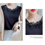 （韓組）優雅法式針織絲滑感背心吊帶氣質上衣-黑-白