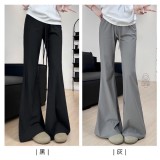 冰絲顯瘦防曬喇叭褲-黑-灰