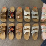 （韓組）生巧吐司厚底方頭勃肯拖鞋（杏白/銀色）