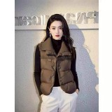 （韓組）大碼羽絨棉馬甲針織翻領坎肩加厚無袖背心-黑-咖