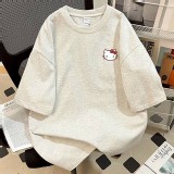 （韓組）森系印花純棉上衣-白色-黑色-杏色