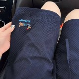 季臘腸狗刺繡透氣速乾泡泡紗短褲-黄-藏青-杏