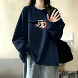 ( 092409 ) #男女同款森系印花長袖T恤-藏藍