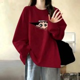 ( 092409 ) #男女同款森系印花長袖T恤- 酒紅