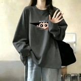 ( 092409 ) #男女同款森系印花長袖T恤- 深灰
