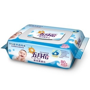 五月花嬰兒柔濕巾80抽*3包-有蓋超厚型