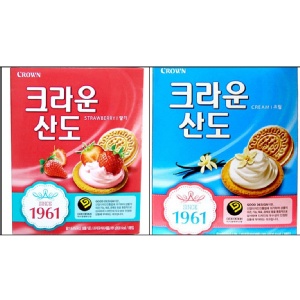 韓國首爾CROWN可拉奥香草口味,草莓口味夾心餅乾 ~ 8塊(161g)