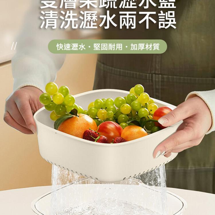 【CityStar】廚房多功能雙層果蔬瀝水籃大中小套組