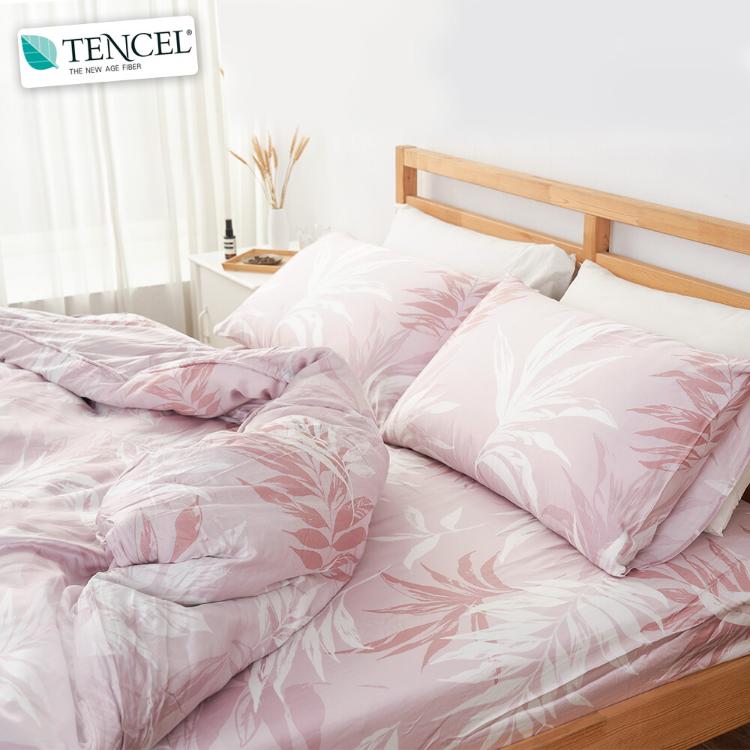 【沐眠居家】100% 40支涼感天絲 雙人床包兩用被四件組【濃情時光】