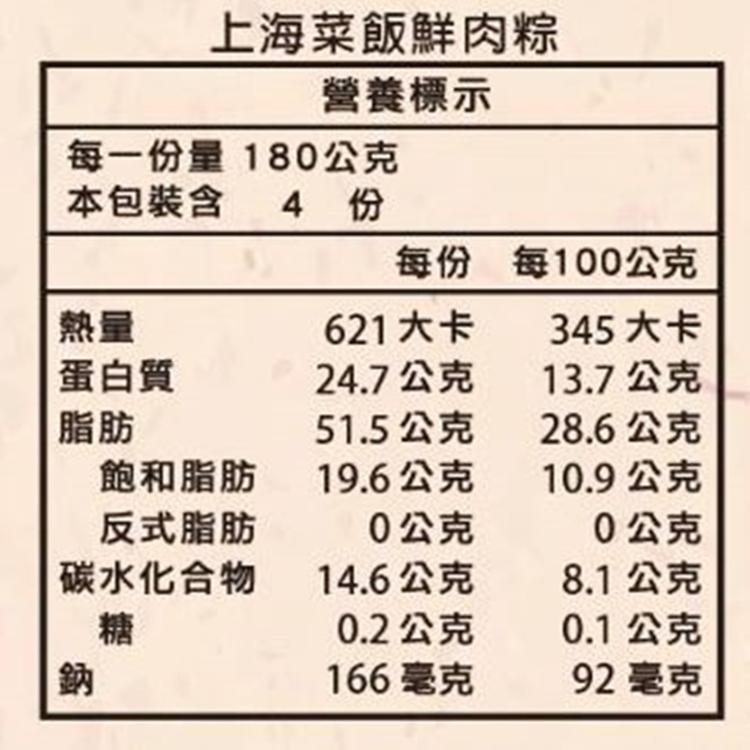【紅豆食府】上海菜飯鮮肉粽禮盒(4入/盒)
