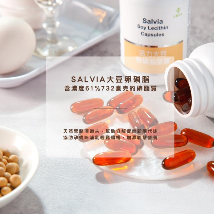 免運!【Salvia】高濃度活力大豆卵磷脂膠囊-天然清道夫，幫助分解促進新陳代謝 60顆/瓶 (10瓶,每瓶400.4元)
